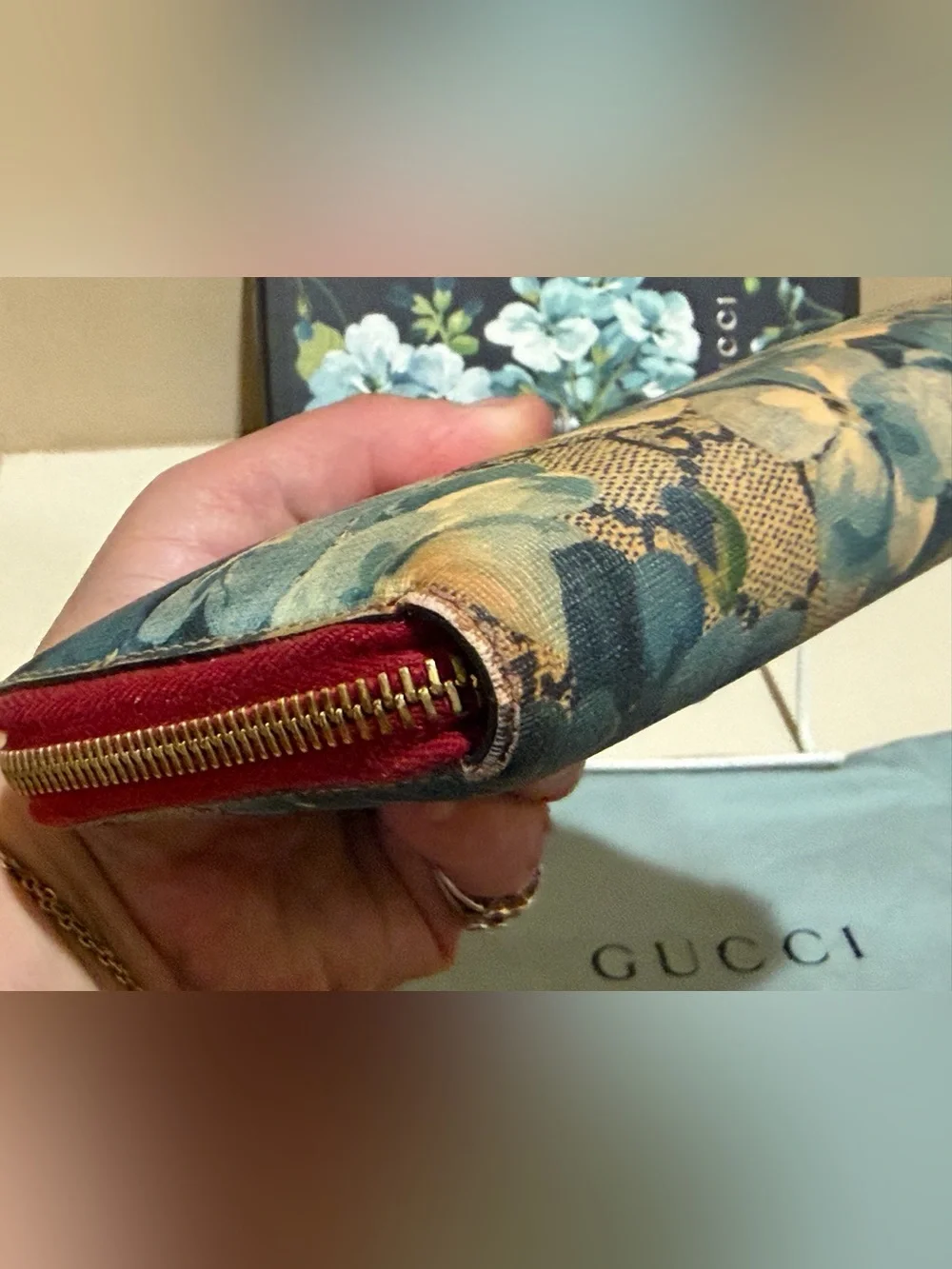 Gucci Beige GG Floral Blooms Zippy Wallet w/box dustbag cards - Picture 5 of 14